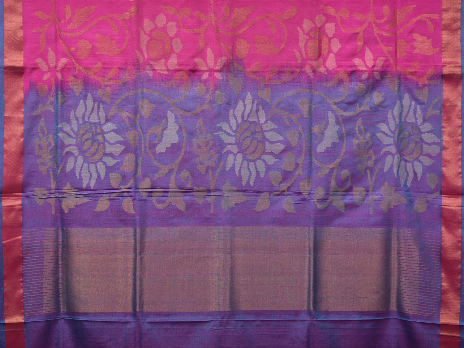 Pink and Lavender Uppada Silk Handloom Saree with All Over Design - Global Threads | Swadesiicart