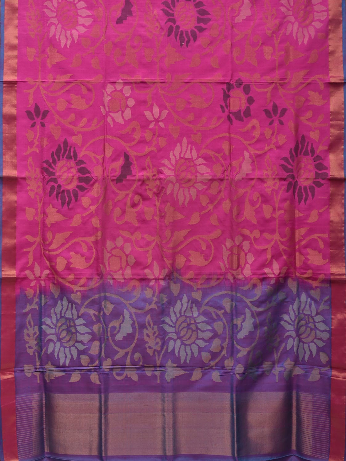 Pink and Lavender Uppada Silk Handloom Saree with All Over Design - Global Threads | Swadesiicart