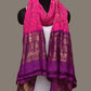 Pink and Purple Bandhani Kanchipuram Silk Handloom Dupatta with Border Design - Global Threads | Swadesiicart