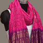 Pink and Purple Bandhani Kanchipuram Silk Handloom Dupatta with Border Design - Global Threads | Swadesiicart