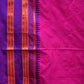 Pink and Purple Narayanpet Silk Handloom Plain Saree with Traditional Border Design No Blouse - Global Threads | Swadesiicart