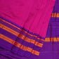 Pink and Purple Narayanpet Silk Handloom Plain Saree with Traditional Border Design No Blouse - Global Threads | Swadesiicart