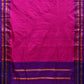 Pink and Purple Narayanpet Silk Handloom Plain Saree with Traditional Border Design No Blouse - Global Threads | Swadesiicart