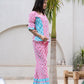 Yufta Pink & Sky Blue Colour Blocking Co Ord Set - Swadesiicart