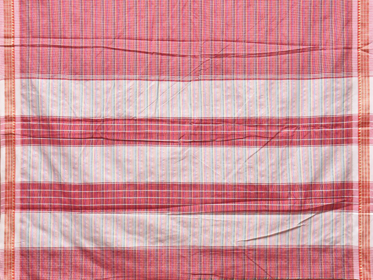 Pink Bamboo Cotton Plain Saree with Checks Design No Blouse - Global Threads | Swadesiicart