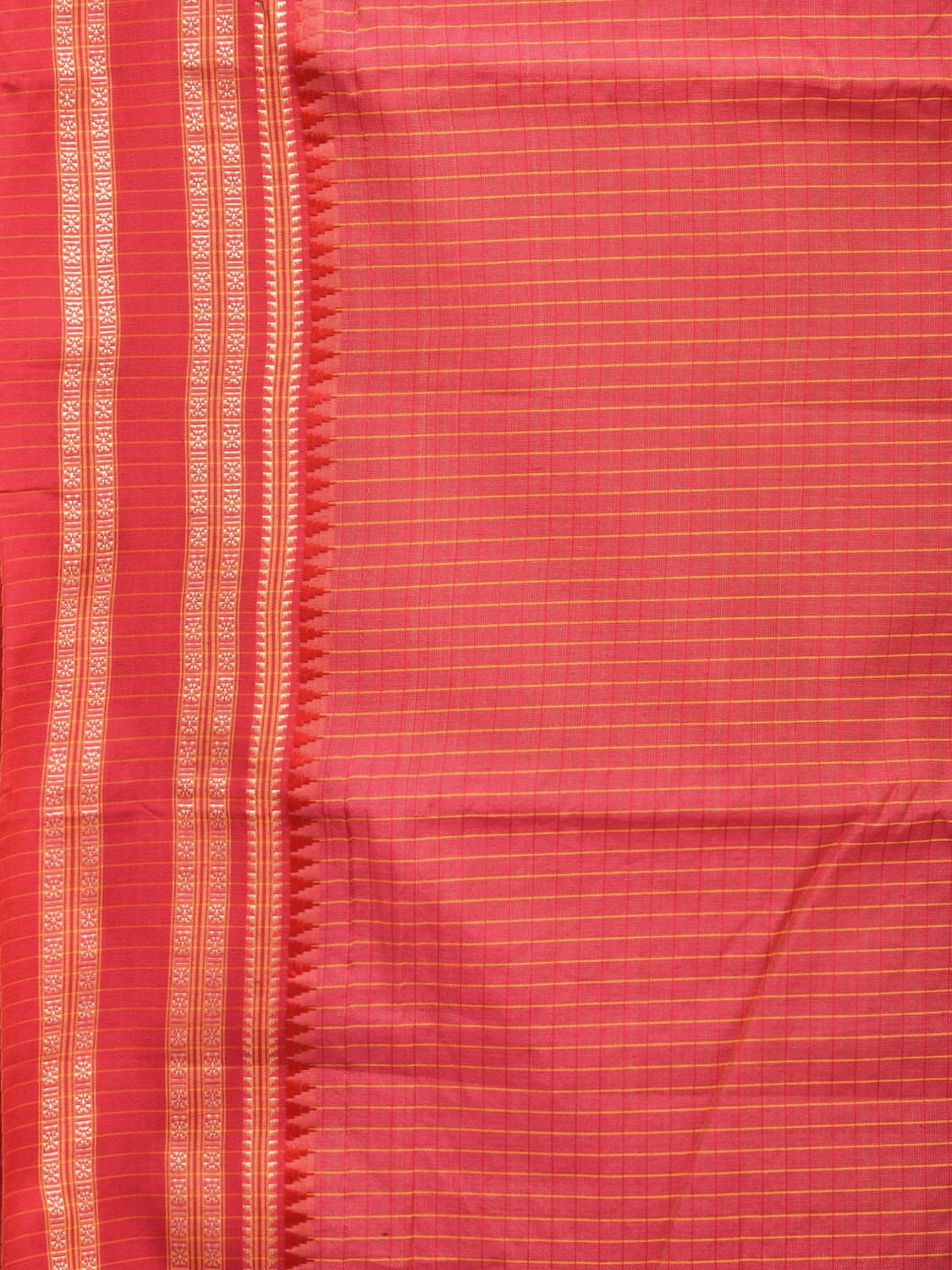 Pink Bamboo Cotton Saree with Checks Design No Blouse - Global Threads | Swadesiicart