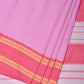 Pink Bamboo Cotton Saree with Small Checks Design No Blouse - Global Threads | Swadesiicart