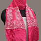 Pink Bandhani Silk Stole with Embroidary Work Design - Global Threads | Swadesiicart