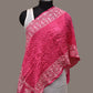 Pink Bandhani Silk Stole with Embroidary Work Design - Global Threads | Swadesiicart