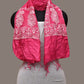Pink Bandhani Silk Stole with Embroidary Work Design - Global Threads | Swadesiicart