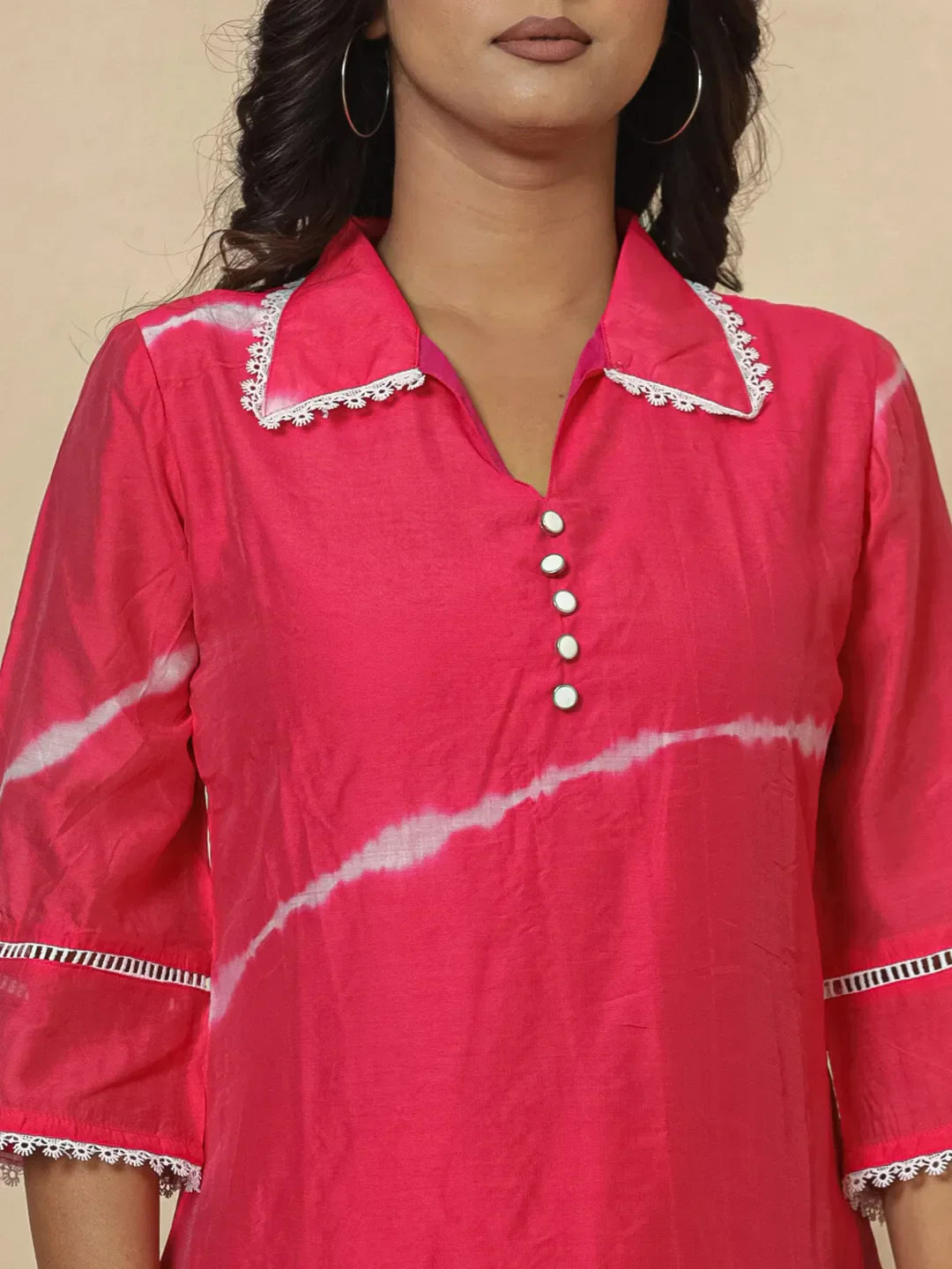 Yufta Pink Chanderi Silk Tie Dye Co-Ord Set - Swadesiicart