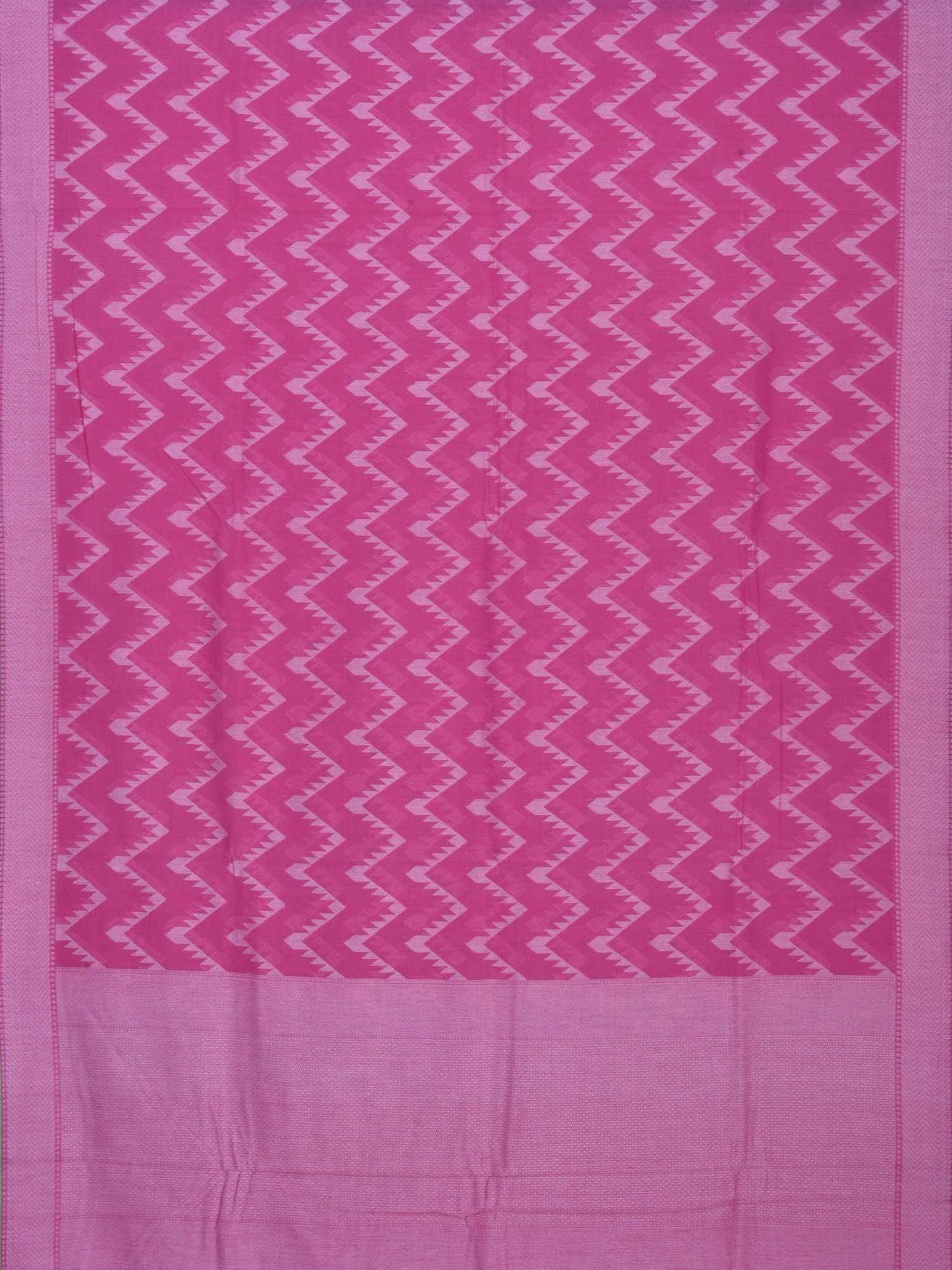 Pink Cotton Cut Work Handloom Saree with Zig-Zag Design - Global Threads | Swadesiicart