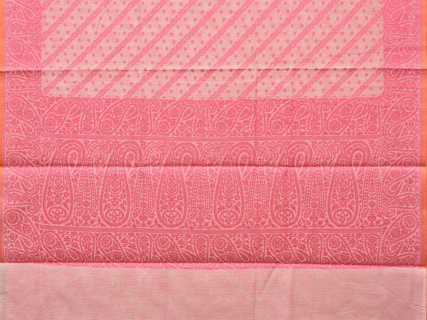 Pink Cut Work Sico Cotton Saree with Diagonal and Mango Border Design - Global Threads | Swadesiicart