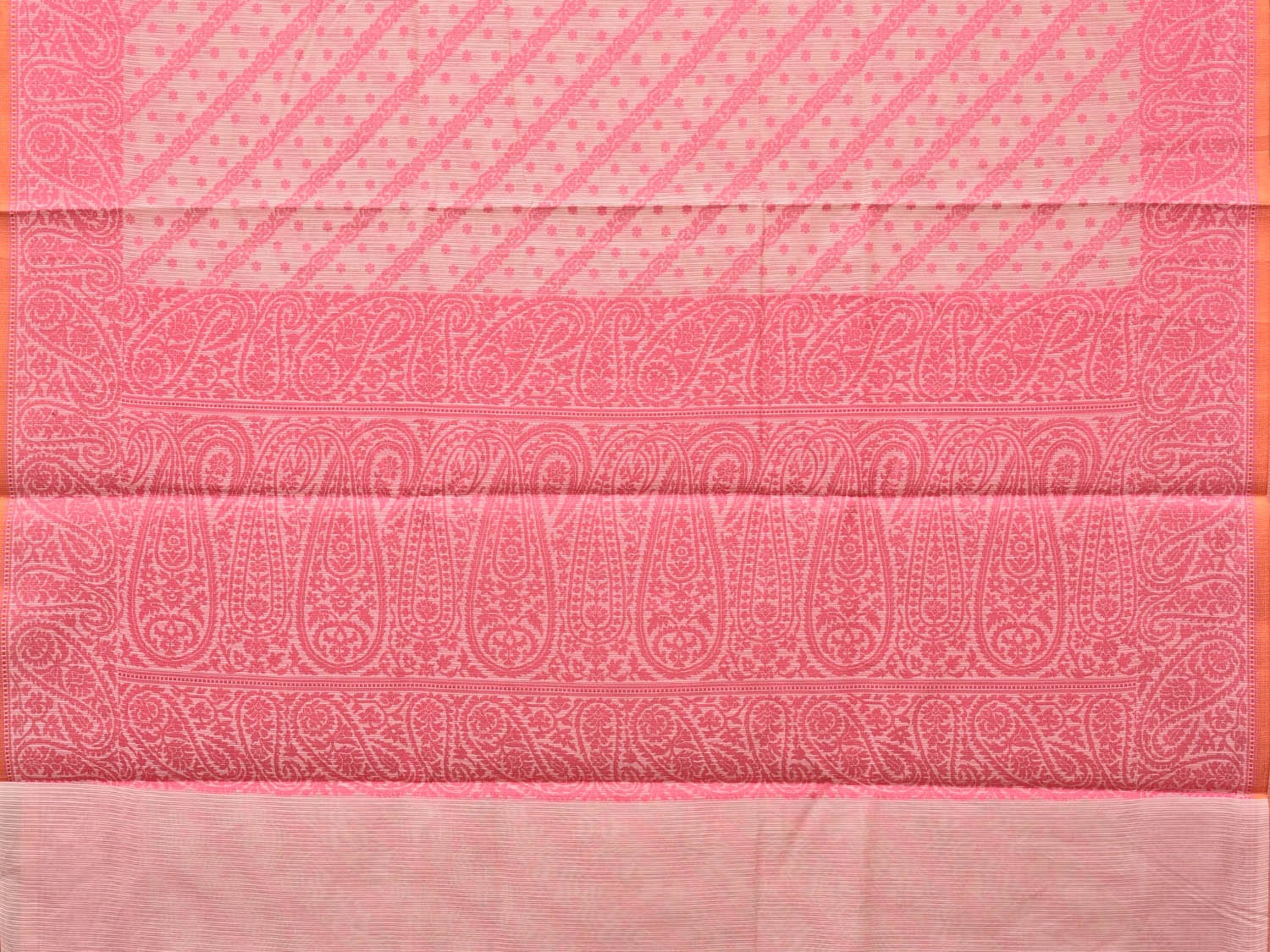 Pink Cut Work Sico Cotton Saree with Diagonal and Mango Border Design - Global Threads | Swadesiicart