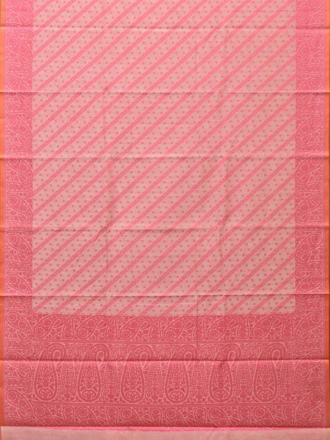 Pink Cut Work Sico Cotton Saree with Diagonal and Mango Border Design - Global Threads | Swadesiicart
