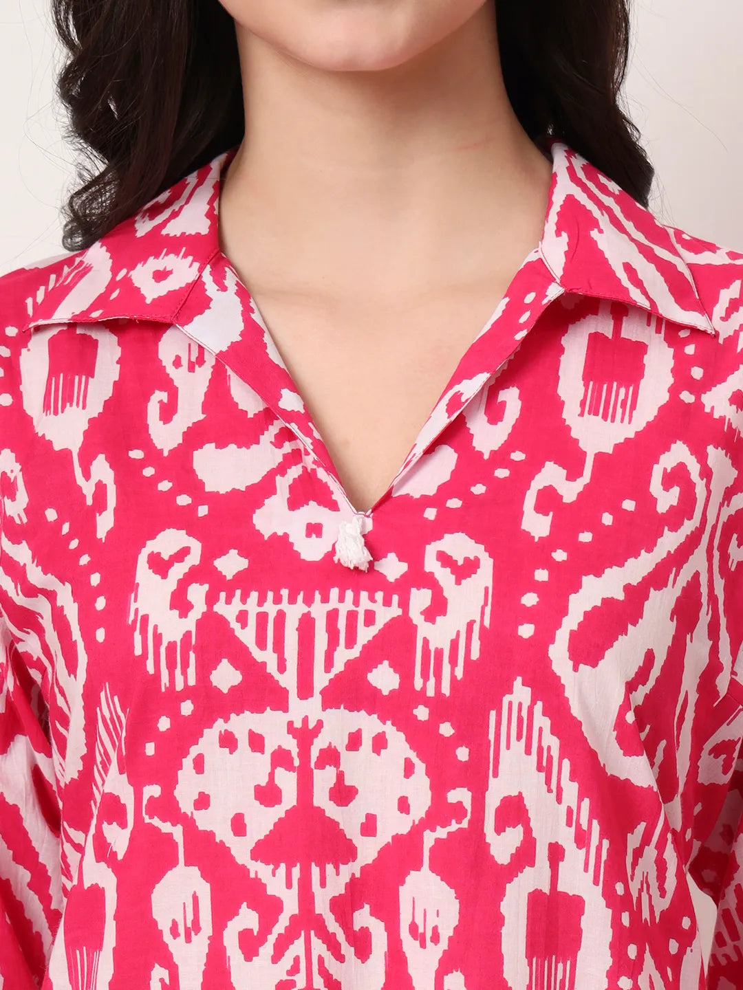 Yufta Pink Ikat Pure Cotton Cord Set - Swadesiicart