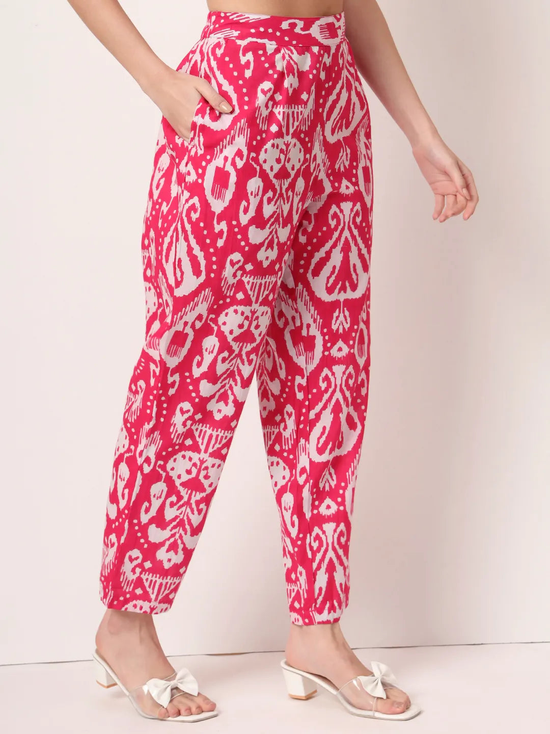 Yufta Pink Ikat Pure Cotton Cord Set - Swadesiicart