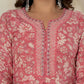 Yufta Pink Mirror_Work Cotton Anarkali Kurta Duppta Set - Swadesiicart