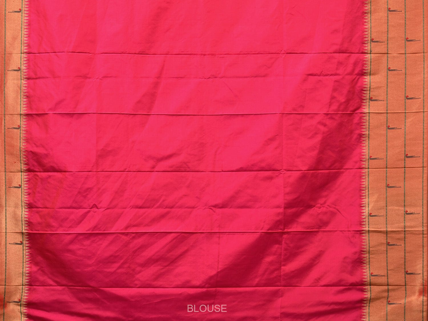 Pink Paithani Silk Handloom Saree with Triple Muniya Border Design - Global Threads | Swadesiicart