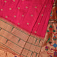 Pink Paithani Silk Handloom Saree with Triple Muniya Border Design - Global Threads | Swadesiicart
