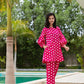 Yufta Pink Polka Dot Print Top And Trouser Co Ord Set - Swadesiicart