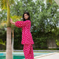 Yufta Pink Polka Dot Print Top And Trouser Co Ord Set - Swadesiicart