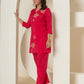 Yufta Pink Thread_Work Shirt And Palazzo Silk Blend Co-Ord Set - Swadesiicart
