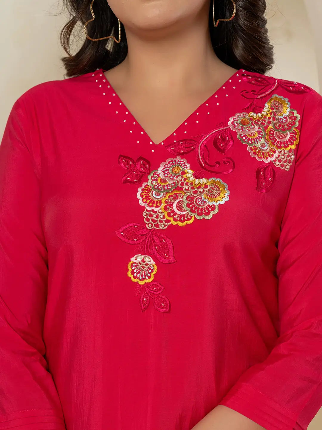 Yufta Pink Thread_Work Shirt And Palazzo Silk Blend Co-Ord Set - Swadesiicart
