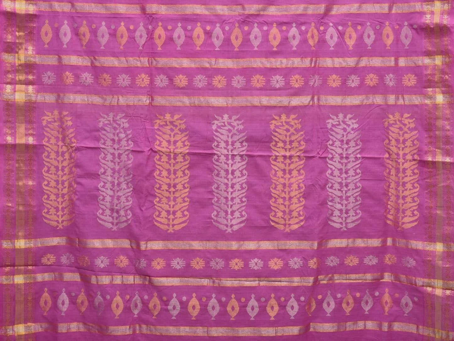 Pink Uppada Cotton Handloom Saree with Karpur Pallu Design - Global Threads | Swadesiicart