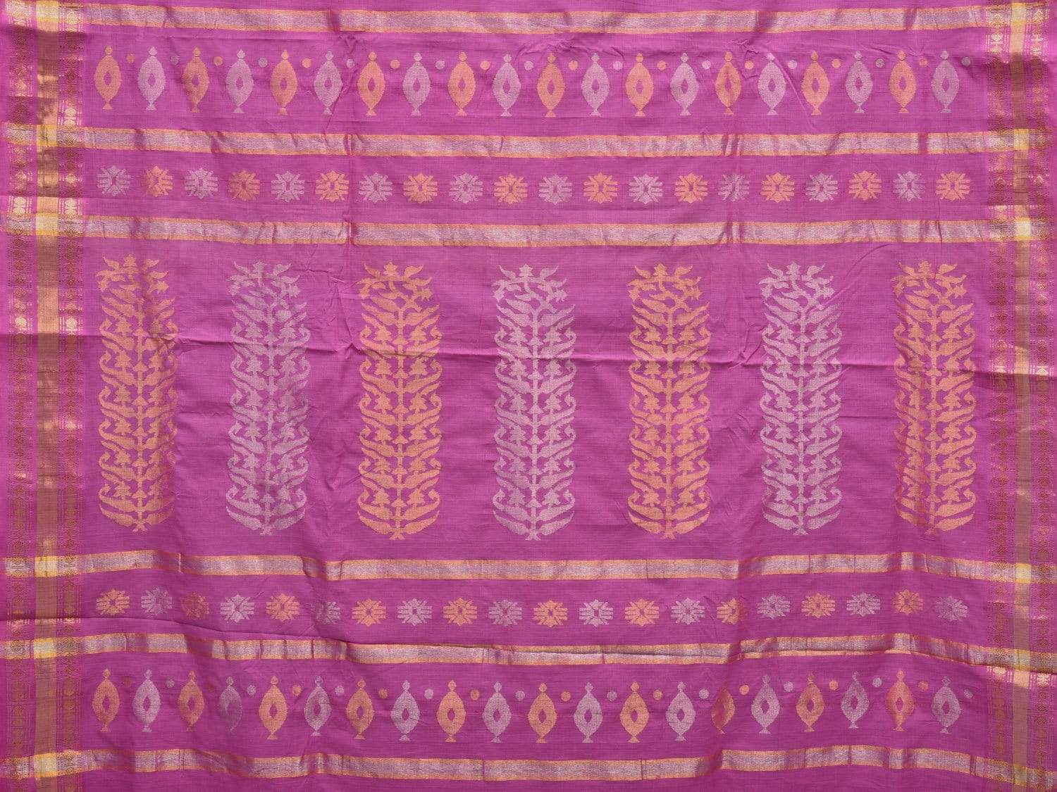 Pink Uppada Cotton Handloom Saree with Karpur Pallu Design - Global Threads | Swadesiicart