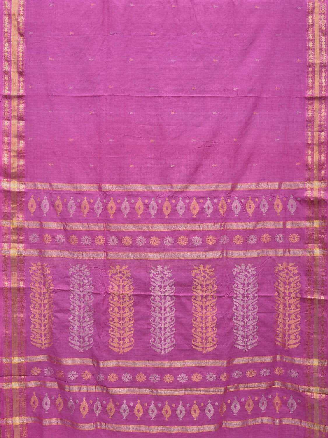 Pink Uppada Cotton Handloom Saree with Karpur Pallu Design - Global Threads | Swadesiicart