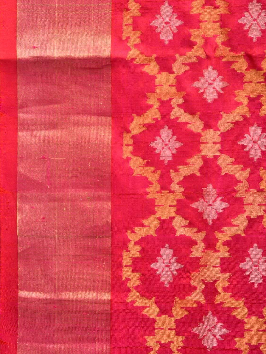 Pink Uppada Silk Handloom Saree with All Over Grill Design - Global Threads | Swadesiicart
