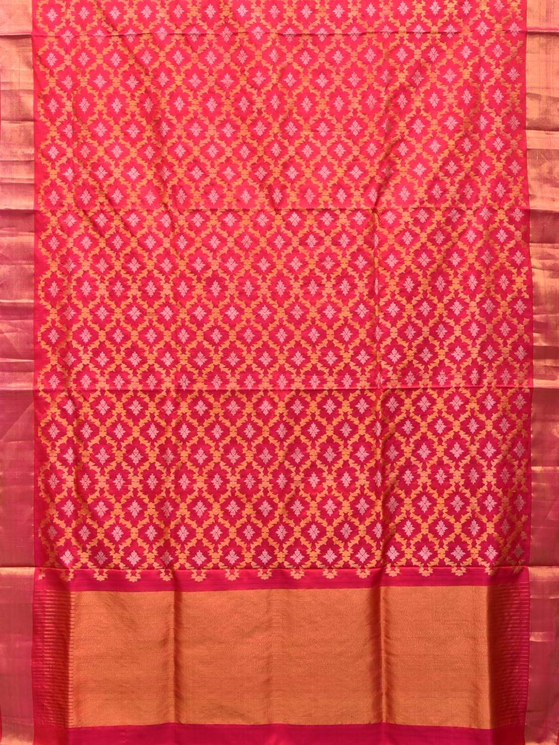Pink Uppada Silk Handloom Saree with All Over Grill Design - Global Threads | Swadesiicart