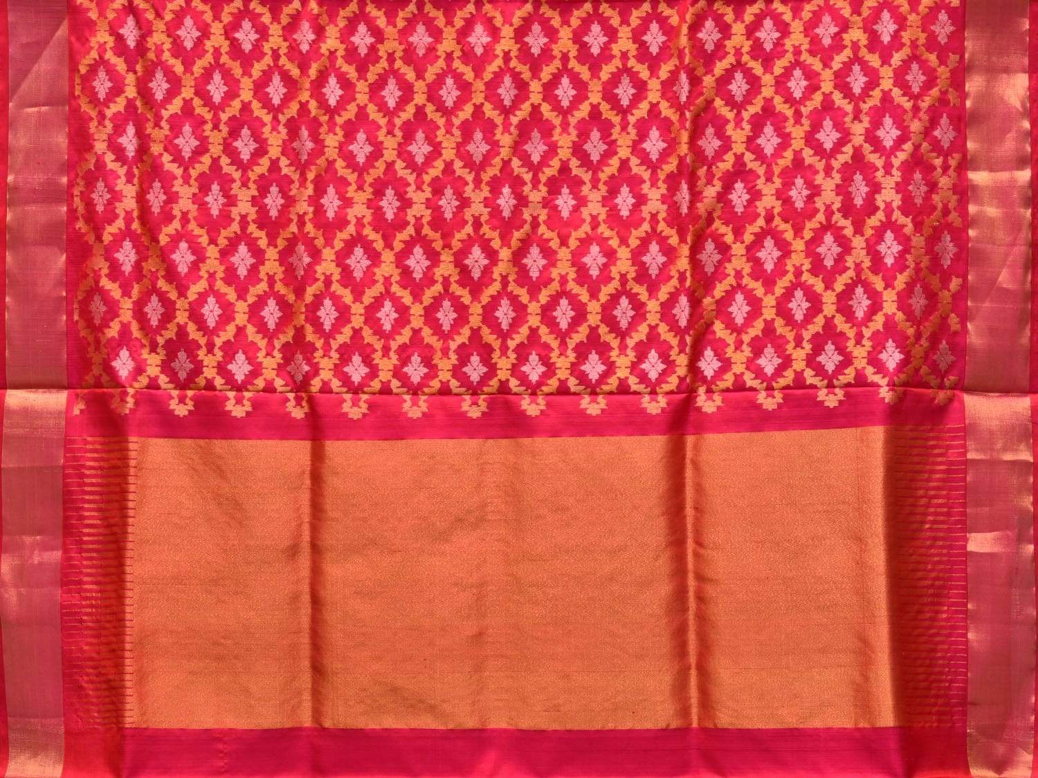 Pink Uppada Silk Handloom Saree with All Over Grill Design - Global Threads | Swadesiicart