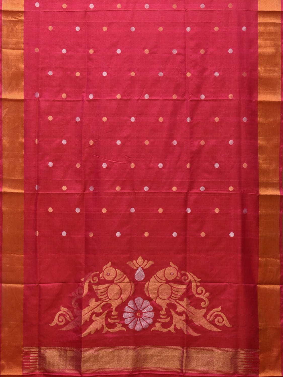 Pink Uppada Silk Handloom Saree with Birds Pallu Design - Global Threads | Swadesiicart