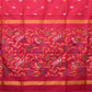 Pink Uppada Silk Handloom Saree with Floral and Birds Design - Global Threads | Swadesiicart