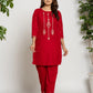 Yufta Pink Velvet Embroidered Co-Ord Set With Cotton Lining - Swadesiicart