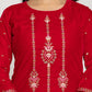 Yufta Pink Velvet Embroidered Co-Ord Set With Cotton Lining - Swadesiicart