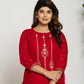 Yufta Pink Velvet Embroidered Co-Ord Set With Cotton Lining - Swadesiicart