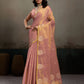 Anaita Pink Tissue Silk Woven Saree With Blouse