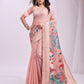 Anaita Pink Linen Cotton Woven Saree With Blouse