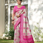 Anaita Pink Silk Blend Woven Saree With Blouse