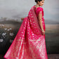 Anaita Pink Silk Blend Woven Saree With Blouse