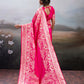 Anaita Pink Silk Blend Woven Saree With Blouse