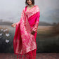 Anaita Pink Silk Blend Woven Saree With Blouse