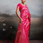 Anaita Pink Silk Blend Woven Saree With Blouse