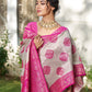 Anaita Pink Silk Blend Woven Saree With Blouse