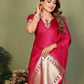 Anaita Pink Zari Weaving Work Satin Silk Saree With Blouse