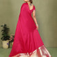 Anaita Pink Zari Weaving Work Satin Silk Saree With Blouse