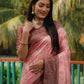 Anaita Pink Woven Design Pure Kanjivaram Soft Satin Silk Saree With Blouse